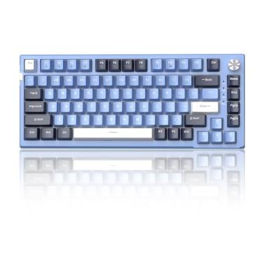 Imagem de MageGee Teclado para jogos SKY81 75% mecânico, teclado cremoso personalizado com fio de troca a quente com 5 camadas de acolchoamento de som, controle de botão, retroiluminação RGB, NKRO para Win/Mac