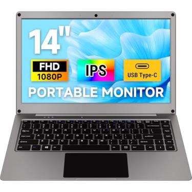 Imagem de ELECROW Monitor portátil com teclado, tela Lapdock de 14 polegadas com bateria embutida, monitores USB C FHD 1080p com adaptadores RPi5 e Jetson compatíveis com Raspberry Pi, PC, telefone, Mac