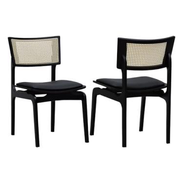 Imagem de Kit 2 Cadeiras Apollo Madeira Maciça Encosto Telinha Assento Anatômico - Preto - Estofado Corano Preto