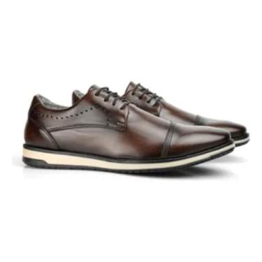 Imagem de Sapato Oxford Masculino Couro Marrom Sport Fino Ortopédico (Marrom, BR, Adulto, Numérico, 43)