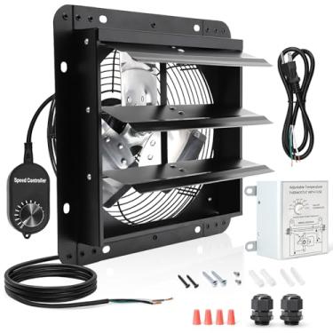 Imagem de Aibabcue Exaustor de obturador com termostato e controle de velocidade, 970 CFM, 1700 RPM, ventilador de ventilação de 30 cm de montagem na parede para galinheiros, estufa, empena, celeiro, garagem