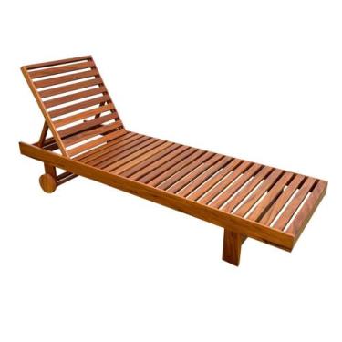 Imagem de Espreguiçadeira Chaise para Piscina Regulavél Madeira de Demolição Sud
