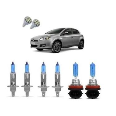 Imagem de Kit Lampada Super Branca Fiat Bravo Farol Baixo Alto Milha - Techone