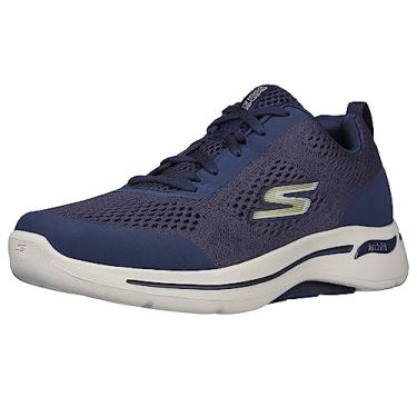 Imagem de Skechers Tênis masculino Gowalk Arch Fit-Athletic Workout Caminhada com Espuma Refrigerada a Ar, Azul-marinho/dourado, 10