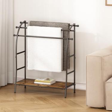 Imagem de Porta Toalha Banheiro, Porta Toalha de Rosto com 3 Níveis, Toalheiro de Chão, Toalheiro e Expositor com Prateleira, Adequado para Banheiros, Salas de Estar e Cozinhas