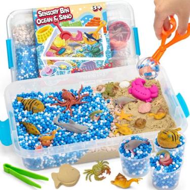 Imagem de Kit de areia sensorial Yeonha Toys Ocean & Sand com tampa, 42 unidades
