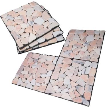 Imagem de DIY Deck Azulejos Pisos de Mármore Naturais, Terraços de Jardim Externo, Pisos de Varanda, Decking Fácil de Instalar, Drenagem Eficiente (Rosa)