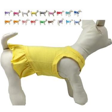 Imagem de Lovelonglong 2019 vestido para cachorro esportivo camisetas regatas regatas para cachorros femininos tamanho pequeno miniatura 100% algodão 18 coresLovelonglong XS (Only for Small Dog) amarelo