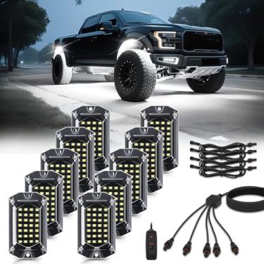 Imagem de 10 cápsulas de luzes de LED brancas puras de ângulo total para Jeeps Trucks Carrinho de golfe ATV UTV RZR Pickup SUV, 28 LEDs 6500K kit de brilho branco super brilhante à prova d'água com fios de