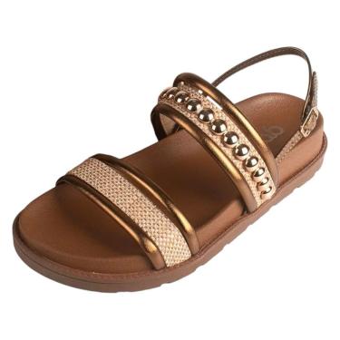 Imagem de Sandalia Flatform Conforto Estavel Pedrarias Douradas Dakota