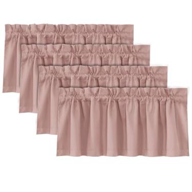 Imagem de H.VERSAILTEX 100% cortina blackout sanefa para janelas 4 painéis com isolamento térmico bolso para varão pequena saia curta para cozinha, café, banheiro, sala de estar, quarto, lavanderia, rosa bebê