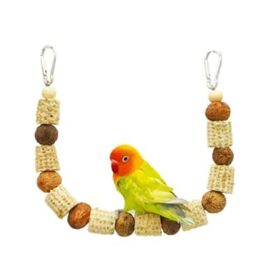 Imagem de CXYYXF Poleiro de pássaro, espigas de milho naturais, brinquedos de mastigar espirais para animais de estimação, poleiro de mastigação de pássaros balançando para periquitos, calopsitas, periquitos