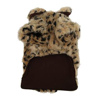 Imagem de Pet Warm Cloak Pet Costume Leopard Print Elegante Puppy Jaqueta de pelúcia para o outono e inverno