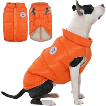 Imagem de Kuoser Colete acolchoado para cães, jaqueta quente para cães, à prova de vento, para clima frio, roupa de neve para animais de estimação, roupas de inverno leves para cães pequenos e médios, design de