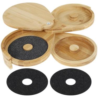 Imagem de Margarita Salt Rimmer Set, Bambu 3 camadas bar vidro kit com tampa e 3 esponjas para coquetéis, barra versátil sal e açúcar caixa para barman, bandeja rotativa recipiente para Bloody Mary Manhattan