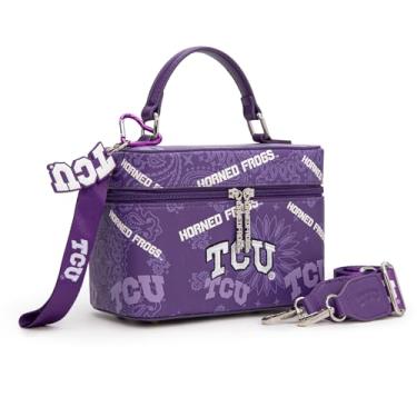 Imagem de Montana West X NCAA Bolsa tiracolo feminina designer bolsas esportivas alça superior, bolsa de mão com alça ajustável, Tcu-roxo, Esportes