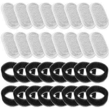 Imagem de Filtros de fonte de água para gatos, filtro de substituição adequado para a maioria das fontes de água de aço inoxidável de 3,061 g/3,2L e 1,899 g/2L, fluxo ajustável, inclui 16 filtros e 16 esponjas