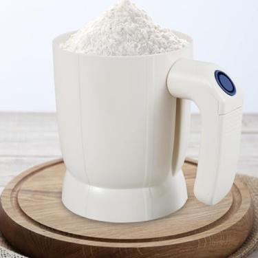 Imagem de DJAPWPX Peneira elétrica de farinha elétrica operada por bateria, peneira de farinha portátil com malha fina de aço inoxidável, peneira de farinha removível, ferramenta de cozimento para cozinhar