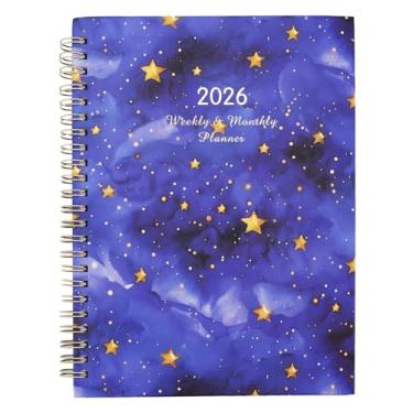 Imagem de Agenda 2026, Encadernação Dupla Calendário Semanal e Mensal Agenda 2026 Janeiro a Dezembro com Guias Mensais Padrão Céu Estrelado Diário para Escritório Escolar