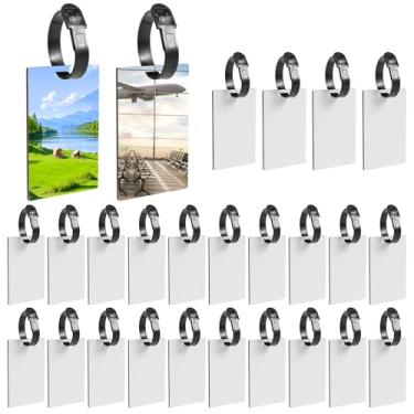 Imagem de 30 etiquetas de bagagem em branco de sublimação, etiquetas de bagagem etiquetas de mala dupla face MDF etiqueta de mala com slots de sublimação produtos para transferência de calor DIY