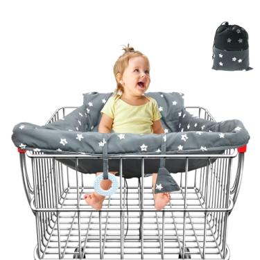 Imagem de Capa de carrinho de compras para bebês, 2 em 1, capa de carrinho de compras para crianças, portátil, dobrável, confortável, almofada de carrinho de compras com bolsa de transporte para assento de