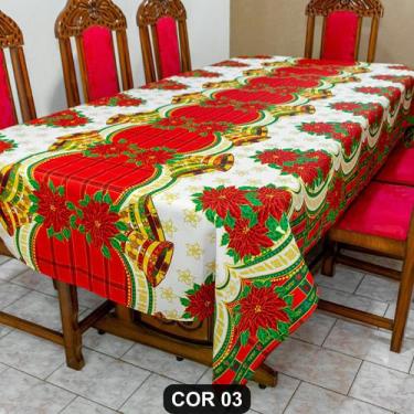 Imagem de Toalha de Mesa Natalina 12 Lugares 3,50m x 1,40m Oxford Estampado - Ra