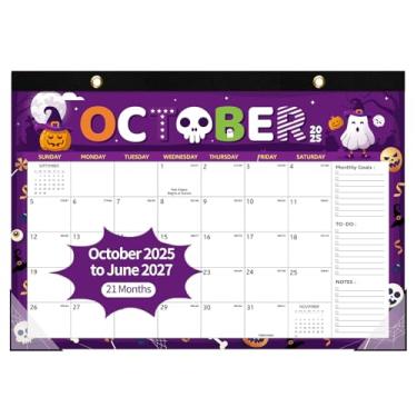 Imagem de Calendário de mesa 2025-2026, 21 meses de outubro de 2025 a junho de 2027, tamanho grande, calendário de parede mensal de 43 x 30 cm, agenda de mesa com lista de tarefas para sala de aula, escritório