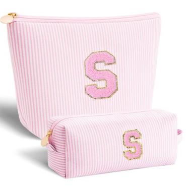 Imagem de Bolsa de cosméticos com design personalizado de iniciais - rosa - Btff