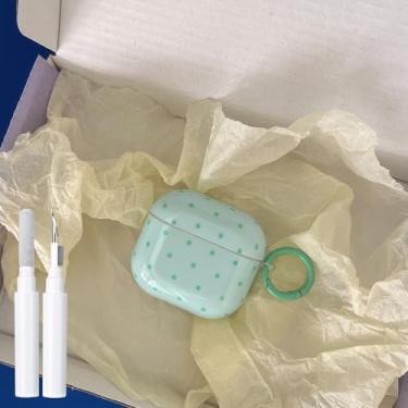 Imagem de inewateri Capa compatível com Airpods Pro 2 (2022)/Airpods Pro 1ª geração (2019) com kit de limpeza, lindo design de estética de bolinhas, à prova de choque, capa de chaveiro para meninas e mulheres