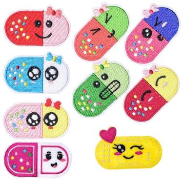 Imagem de Adesivos engraçados para enfermeiras, 9 peças, pílulas engraçadas e bem-humoradas, cuidados médicos, aplique bordado para roupas, jeans, bolsas, chapéus, mochilas