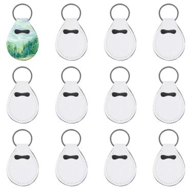 Imagem de ASUNFO 12 peças porta-batom chaveiro neoprene protetor labial manga armazenamento bolsa com anel de metal para mulheres branco