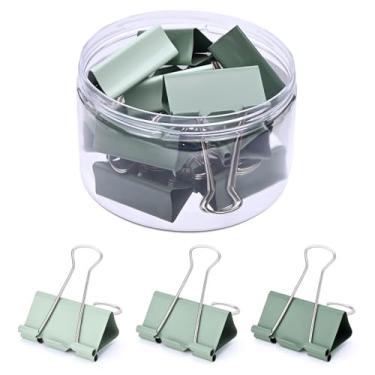 Imagem de Temiary Clipes de fichário estéticos, clipe de fichário de metal pequeno de 5 cm com recipiente de armazenamento transparente, grampos de papelada de encadernação para professores escolares materiais