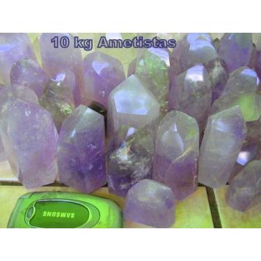 Imagem de 10 kg Ametista Gerador Pontas Lapidado Comum - Pedras de Garimpo Ataca