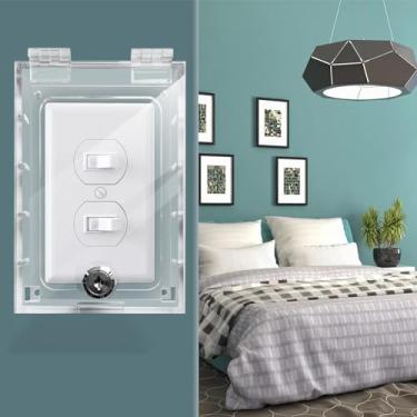 Imagem de groword Capa de interruptor, capas de tomada de luz à prova de bebê, protetor de placa de interruptor de segurança infantil, caixa de tomada de parede, caixa protetora elétrica infantil serve para