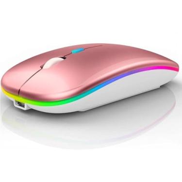 Imagem de Mouse sem Fio Recarregável Dupla Conexão, Bluetooth e USB, Wireless Mouse compatível com iPhone, MacBook,iPad,Laptop,PC,Notebook, Tablet,Ergonômico, Premium TecQuality (Rosa_Ouro)