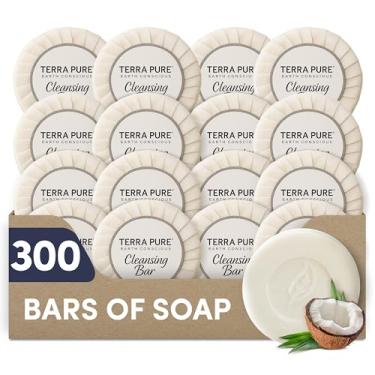 Imagem de Terra Pure Sabonete branco para chá e coco | Conjunto de artigos de higiene pessoal tamanho viagem a granel para Hotel Essentials | Sabonete em barra de 17 g | 300 peças