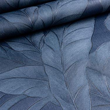 Imagem de Papel de Parede Importado Decoratto Folhas Azul Tom sobre Tom