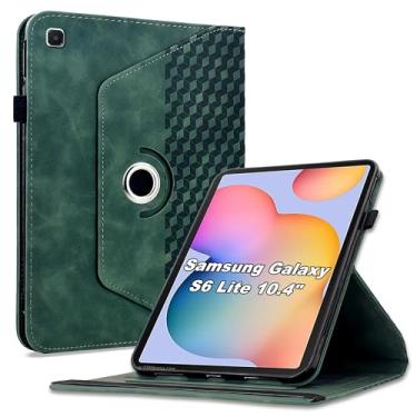 Imagem de Varohix Capa para Samsung Galaxy Tab S6 Lite 10.4 2024 2022 2020 (SM-P620/P625/P613/P619/P615/P610), capa protetora de couro PU com rotação de 360 graus com suporte para cartão e alça de ombro, verde