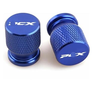 Imagem de Compatível com PCX 125 PCX125 PCX 150 PCX150 PCX 160 PCX160 tampas de válvula de alumínio conjunto de tampas de pneu capas resistentes à corrosão (azul)