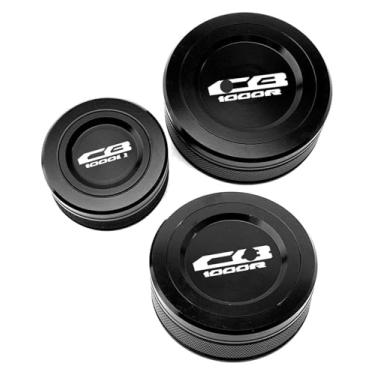 Imagem de Acessórios para motocicletas, tampas de reservatório de fluido de freio da embreagem dianteira traseira compatível com CB1000R CB 1000R Cb1000 R 2009-2015 2016 (3 tampas pretas novas)