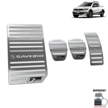 Imagem de Descanso de Pé + Pedaleira Em Aço Inox Saveiro R-Line Prata