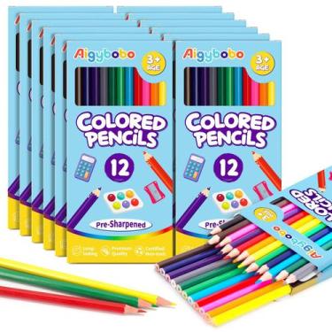 Imagem de Lápis de cor Aigybobo 144 unidades para crianças, pacote com 12 unidad