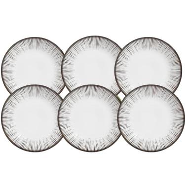 Imagem de Jogo De Pratos Fundo Cerâmica 25Cm Kit 6 Peças Haya Alleanza