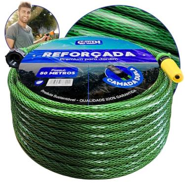 Imagem de Mangueira de Jardim Esguicho Verde Trançada Reforçada Antitorção 7/16" Original 10m a 50m (50 Metros)