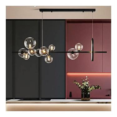 Imagem de Lustre moderno Lustre nórdico de bola de vidro, luminária pendente de mesa de jantar moderna, luminária de teto suspensa com corpo de lâmpada de ferragem para sala de estar, quarto, restaura