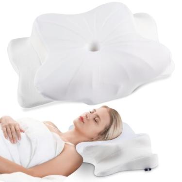 Imagem de Travesseiro cervical de pescoço para alívio da dor no pescoço – travesseiro cervical de espuma de memória, travesseiro ortopédico de suporte de pescoço, travesseiro lateral refrescante para dormir de