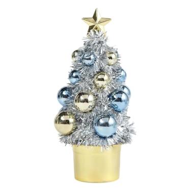 Imagem de Generic Ornamento de estátua de árvore de Natal, suprimentos decorativos para presente com estatueta de bola, arte para centro de mesa interno de inauguração, Prata