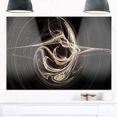 Imagem de Designart Design fractal branco em arte de parede de metal abstrato preto - 20x12, 20x12