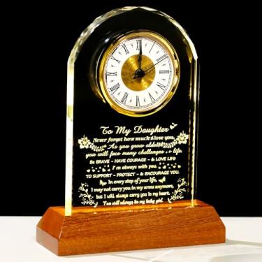 Imagem de Arikyrist Presente de filha de vidro para mãe, pai, com base de luz LED de madeira, presente inspirador de aniversário, Natal, formatura para filhas, decoração adorável para mesa e casa