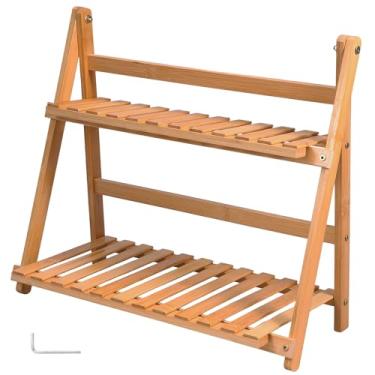 Imagem de blackonvlm Organizador de bancada de 2 camadas, utensílios de cozinha, armazenamento de utensílios de mesa, suporte de especiarias, suporte de caneca de bambu, multifuncional, dobrável, para banheiro